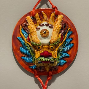 Tibetan Buddhism Snow Lion or Dragon Wall Hanging