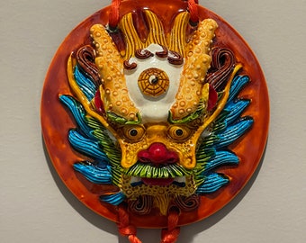 Tibetan Buddhism Snow Lion or Dragon Wall Hanging