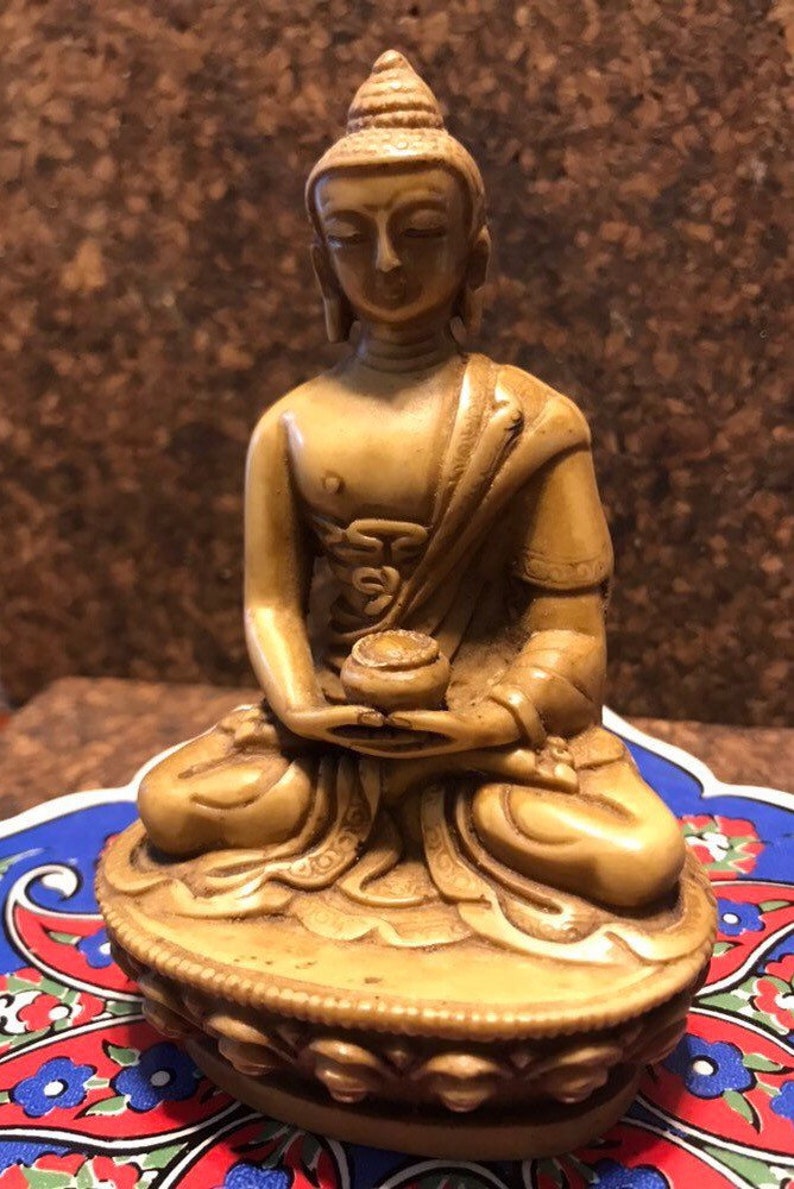 Clay Buddha statue in green in meditation mode Etsy