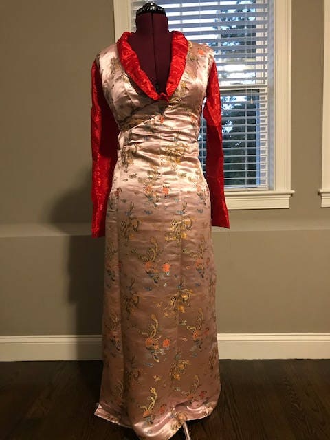 Stitched Red or Green or Turquoise Colored Baku / Tibetan Dress