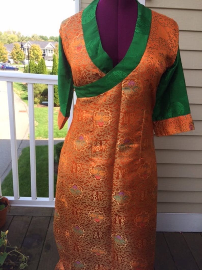 Teal or Brown Colored Asian / Tibetan Dress / Bakhu / Baku / | Etsy