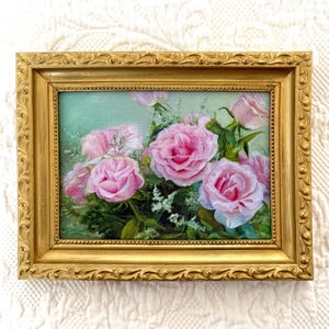 Framed giclee print of pink roses