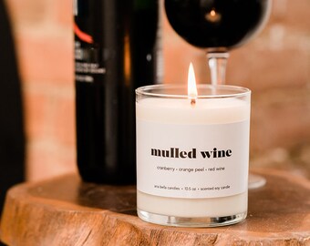 Mulled Wine Candle - Christmas Cocktail Candle - Holiday Scented Soy Candle - Boozy Candle