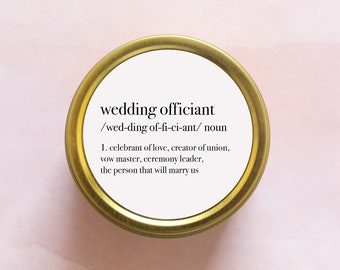 Personalized Wedding Officiant Definition Gift - Small Wedding Officiant Proposal Candle - Officiant Funny Gift