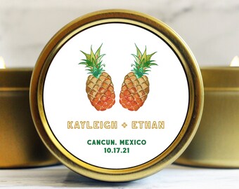 Summer Wedding Favor Candles - Pineapple Candle Favors - Destination Wedding