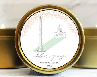 Washington DC Wedding Favor Soy Candles - Cherry Blossoms Wedding Favors  for Guests