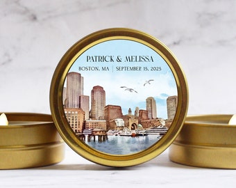 Boston Wedding Candle Favors - Boston Harbor Welcome Bag for Hotel - Massachusetts Wedding Rehearsal Dinner Favor