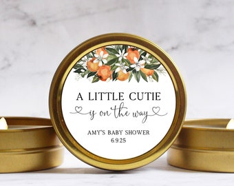 A Little Cutie Is On The Way Baby Shower - Orange Baby Shower Favors - Clementine Baby Shower Candles