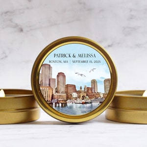 Boston Wedding Candle Favors - Boston Harbor Welcome Bag for Hotel - Massachusetts Wedding Rehearsal Dinner Favor