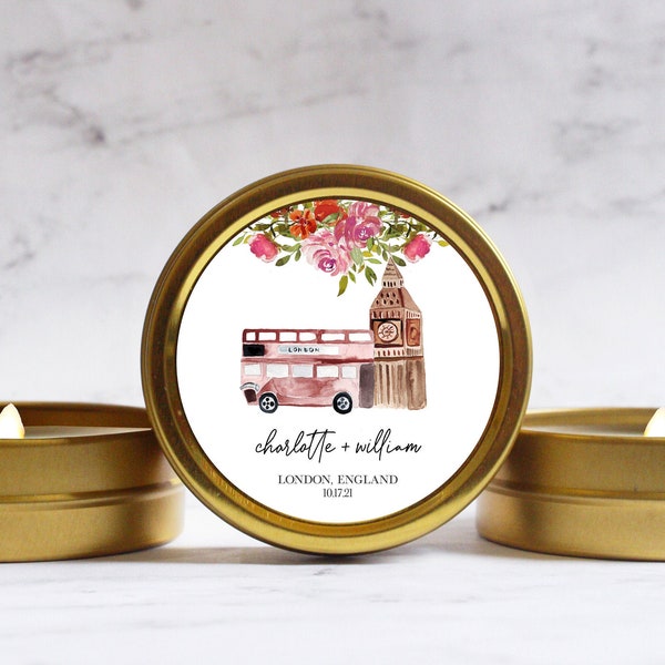 London Wedding Favors - British Wedding Favor Candles - England Destination Candles in Bulk for Guests