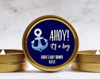 Ahoy It's A Boy Baby Shower - Baby Boy Shower Candles - Nautical Baby Shower Theme