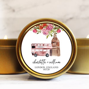 London Wedding Candle Favors  England Wedding Favors  UK Destination Wedding  Big Ben Double Decker