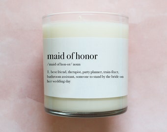 Funny Maid of Honor Definition Candle - Maid of Honor Candle - Personalized Maid of Honor Proposal Gift