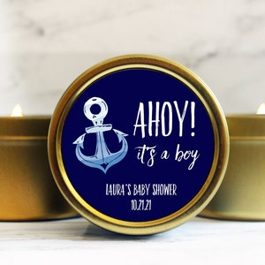 Ahoy It's A Boy Baby Shower Candles Baby Shower Favors for Baby Boy Nautical Baby Shower image 1