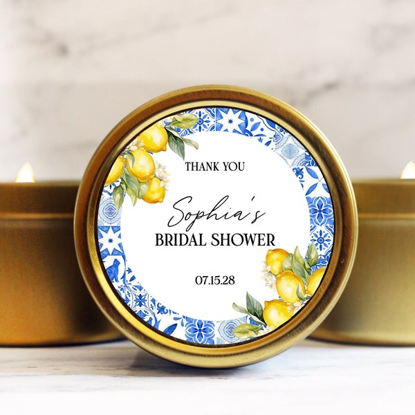 Italy Lemon Bridal Shower Favors Candles, Amalfi Wedding Shower Gifts for Guests, Citrus Bulk Bridal Shower Favors