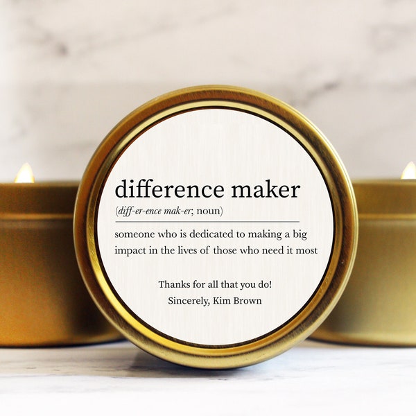 Difference Maker Candle Gift - Bulk Volunteer Appreciation Gift - Personalized Thank You Candles in Bulk - Employee Gift