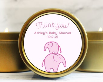 Elephant Baby Shower for Baby Girl - Pink Elephant Baby Shower Candles - Baby Shower Favors