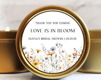Personalized Wildflower Bridal Shower Favors Candles Love Is In Bloom Wedding Shower Theme Garden Party Bulk Gifts for Guests