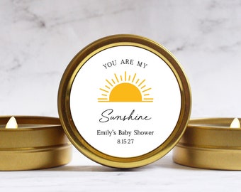 You Are My Sunshine Baby Shower Favors, Personalized Soy Candles, Thank You Gifts for Guests Bulk, Girl Baby Sprinkle, Baby Boy Shower Favor