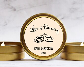 Love is Brewing Candle Wedding Favor - Coffee Bridal Shower Favors for Guests - Tea Party Bridal Shower Favor Candles