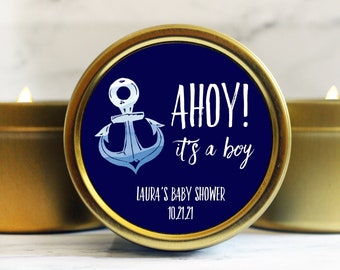 Ahoy It's A Boy Baby Shower Candles - Baby Shower Favors for Baby Boy - Nautical Baby Shower