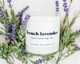 Lavender Soy Candle - Homemade Candles - Natural Home Decor - 10.5