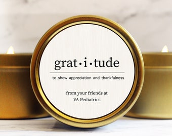 Gratitude Thank You Gift - Bulk Appreciation Gift - Personalized Thank You Candles in Bulk - Employee Appreciation Gift