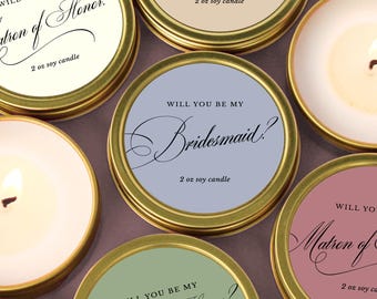 Bridesmaid Proposal Candle Elegant Wedding Party Box Bridal Ask Gift Will You Be My Maid of Honor Small Item Matron of Honor Custom Color