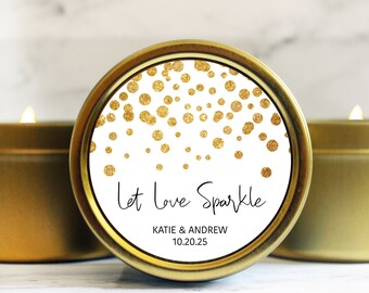 Let Love Sparkle Candle - Candle Wedding Favor - Fourth of July Wedding - Gold Wedding Favors - Wedding Favor for Guest - Confetti