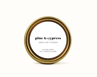 Pine and Cypress Soy Candle Tin - Masculine Candle - Earthy Soy Candle - 4 oz