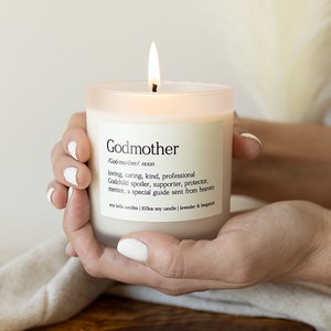 Godmother Baptism Candle Gift - Christening Gift for Godmother - Godmother Definition  - 10.5oz