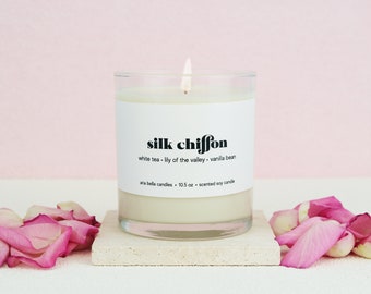 Silk Chiffon Soy Candle, Bulk Bridal Party Proposal Gifts, Small Bridesmaid Gifts, Matron of Honor Gift, Wedding Day Thank You