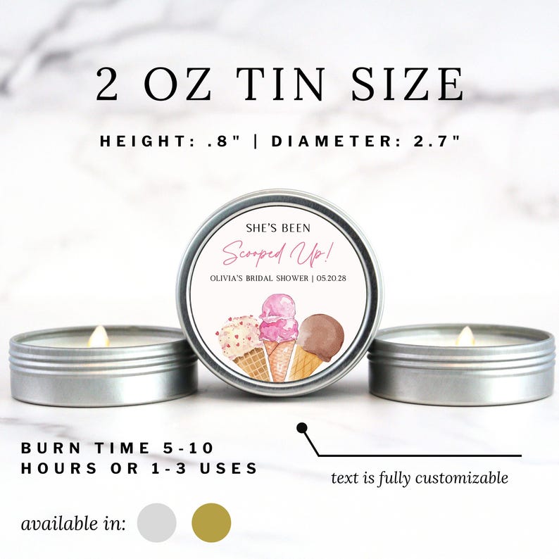 She's Been Scooped Up Bridal Shower Candle Favors Ice Cream Theme Bridal Shower Thank You Gifts for Guests Bulk Wedding Shower Favors image 2