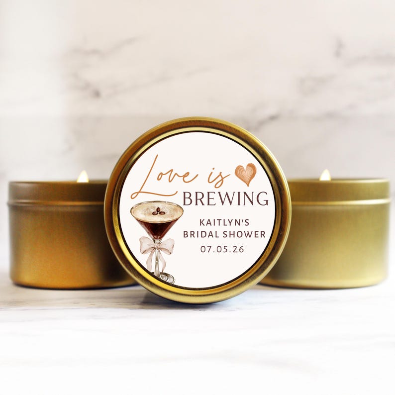 Love is Brewing Bridal Shower Favor Bulk Candle Party Favor Espresso Martini