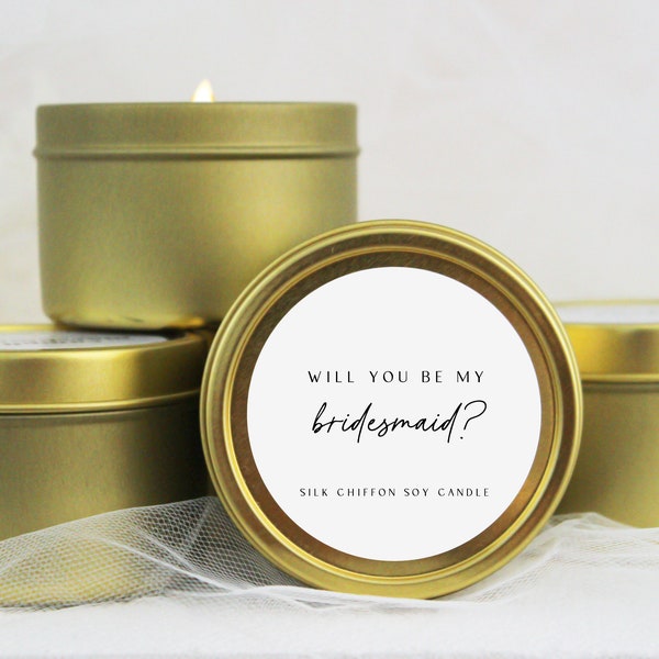 Will You Be My Bridesmaid Gift Candle Tin - Small Bridesmaid Proposal Gift - Bridesmaid Gift - 4oz