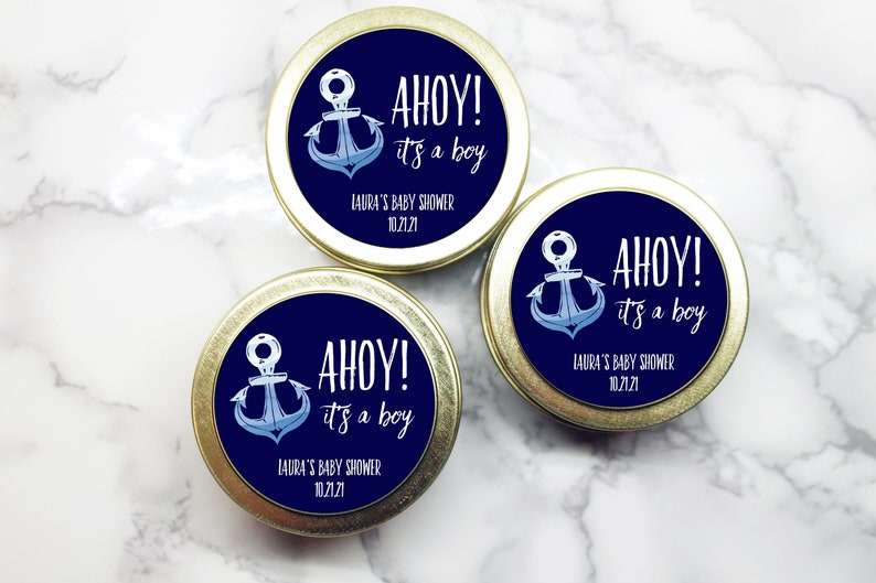 Ahoy It's A Boy Baby Shower Candles Baby Shower Favors for Baby Boy Nautical Baby Shower image 3