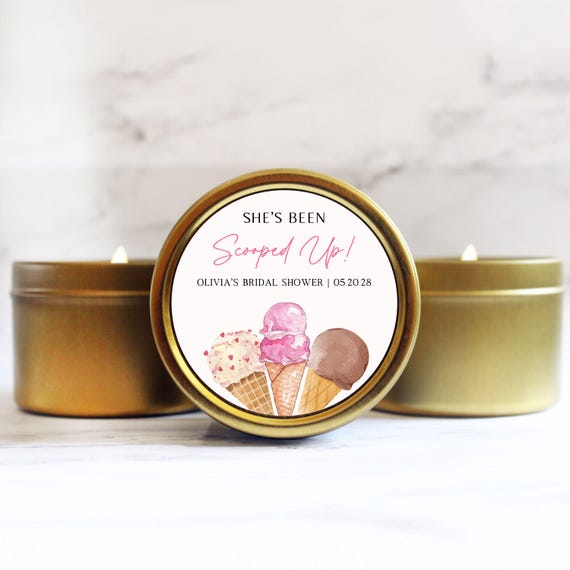 She's Been Scooped Up Bridal Shower Candle Favors Ice Cream Theme Bridal Shower Thank You Gifts for Guests Bulk Wedding Shower Favors