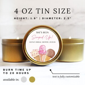 She's Been Scooped Up Bridal Shower Candle Favors Ice Cream Theme Bridal Shower Thank You Gifts for Guests Bulk Wedding Shower Favors image 3
