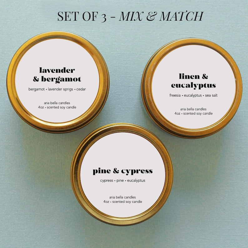 Candle Gift Set Gold Travel Tin Soy Candle Samples