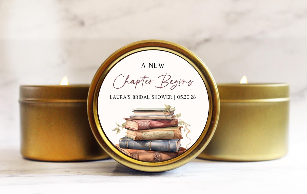 A New Chapter Begins Bridal Shower Candle Favors Book Theme Bridal ...
