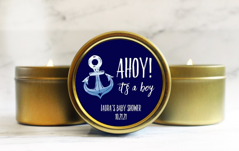 Ahoy It's A Boy Baby Shower Candles Baby Shower Favors for Baby Boy Nautical Baby Shower image 1