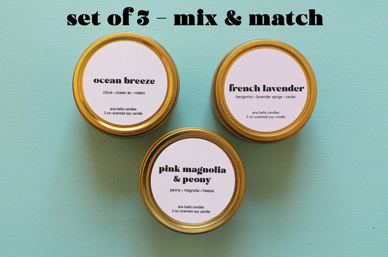 Candle Gift Set Gold Travel Tin Soy Candle Samples Etsy
