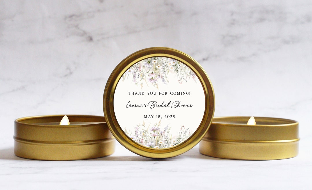 Meadow Flowers Bridal Shower Candle Favors Bulk Floral Wedding Shower ...