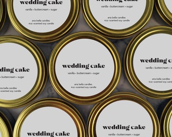 Bulk Bridesmaid Proposal Gift, Wedding Cake Candle Bundle, Small Bridesmaid Gift, Bridal Party Gift Set, Candle Set, 4oz Gold Travel Tin