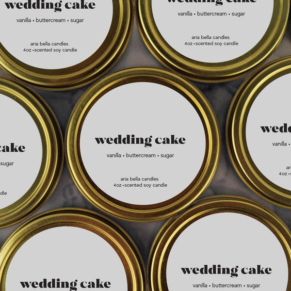 Bulk Bridesmaid Proposal Gift, Wedding Cake Candle Bundle, Small Bridesmaid Gift, Bridal Party Gift Set, Candle Set, 4oz Gold Travel Tin