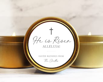 He is Risen Easter Soy Candles in Bulk, Religious Favors for Adults, Catholic Gifts for Church Parishioners, Christian Worship Candles