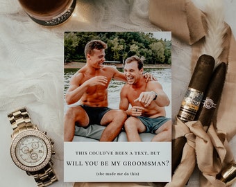 Modèle de carte de proposition de garçon d'honneur - Will You Be My Groomsman Carte de proposition - Meilleur homme photo carte - 5 x 7 - Style #02-1