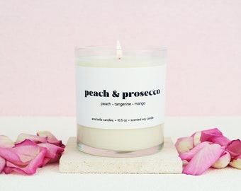 Peach and Prosecco Soy Candle, Bulk Bridesmaid Proposal Gifts, Small Bridal Party Gifts, Maid of Honor Gift