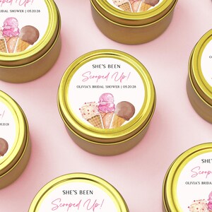 She's Been Scooped Up Bridal Shower Candle Favors Ice Cream Theme Bridal Shower Thank You Gifts for Guests Bulk Wedding Shower Favors image 5