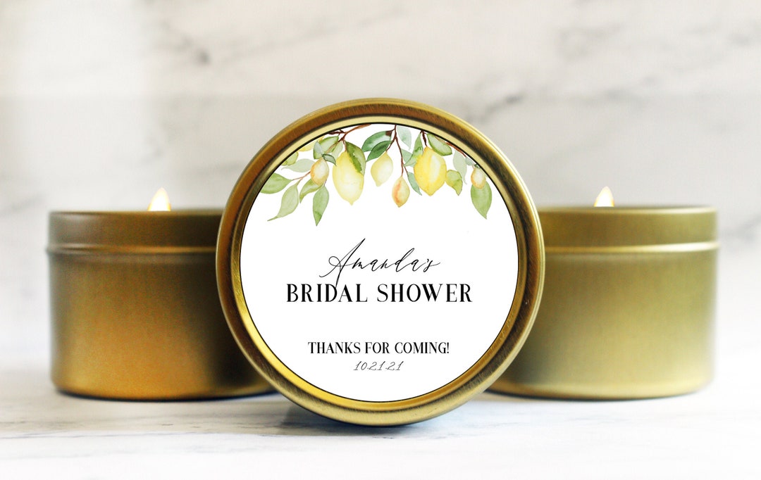 Bridal Shower Favor Candles - Blue Floral Label
